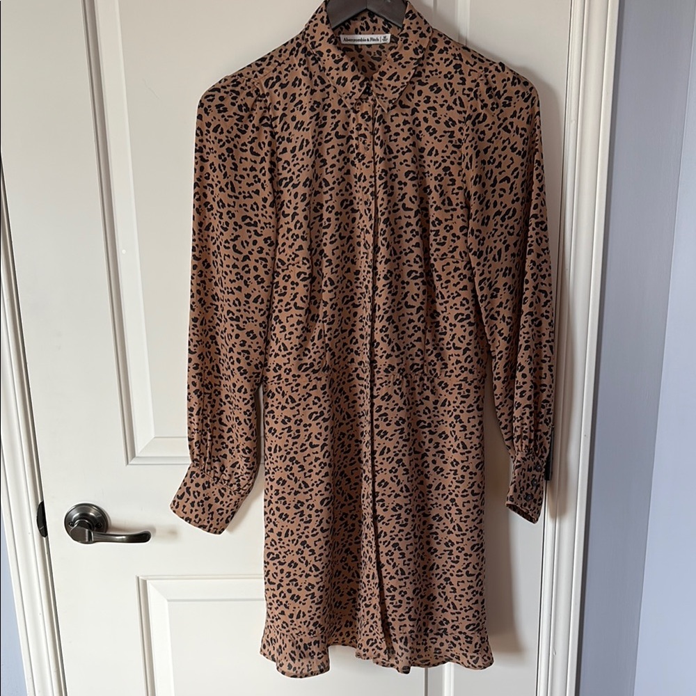 Leopard Print Button-Up Dress